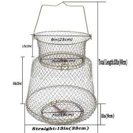 Metal Fish Basket. Wire Metal Fish Basket. Foldable Fishing Cage. Crab Fish Basket (13"x18")