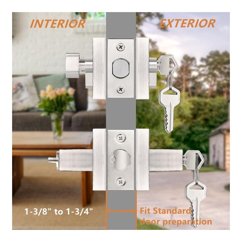 Probrico Square Entry Levers and Single Cylinder Deadbolts Combo Pack,
