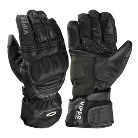 ViPER Axis-8 Motorcycle Gloves for Men and Women - Full Finger Premium Leather Motorbike Waterproof Glove With CE Hand Armour Protection For Sports Road Racing & Riding (Black,XS)