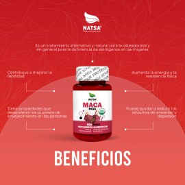 Maca Roja, Red Maca 100 Cápsulas, Calidad Premium Sabor Natural