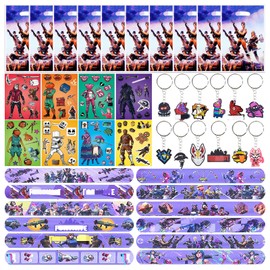 Party Favours Bag Kids Game- Video Gaming Birthday Gift Fillers Party Bags with Goodie Slap Bands Stickers Keychains for Boys Kids Birthday Supplies Souvenirs Gaming Gamers Lovers Children's Day Gift