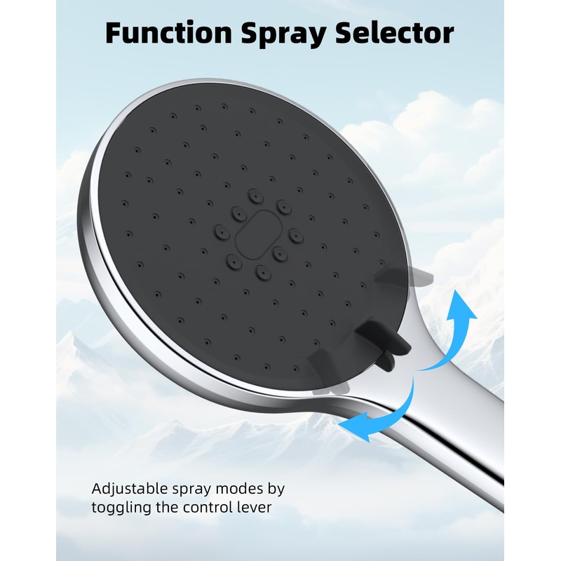 Hibbent 3 Function Shower Head,Self-Cleaning Nozzle Handheld Shower Head