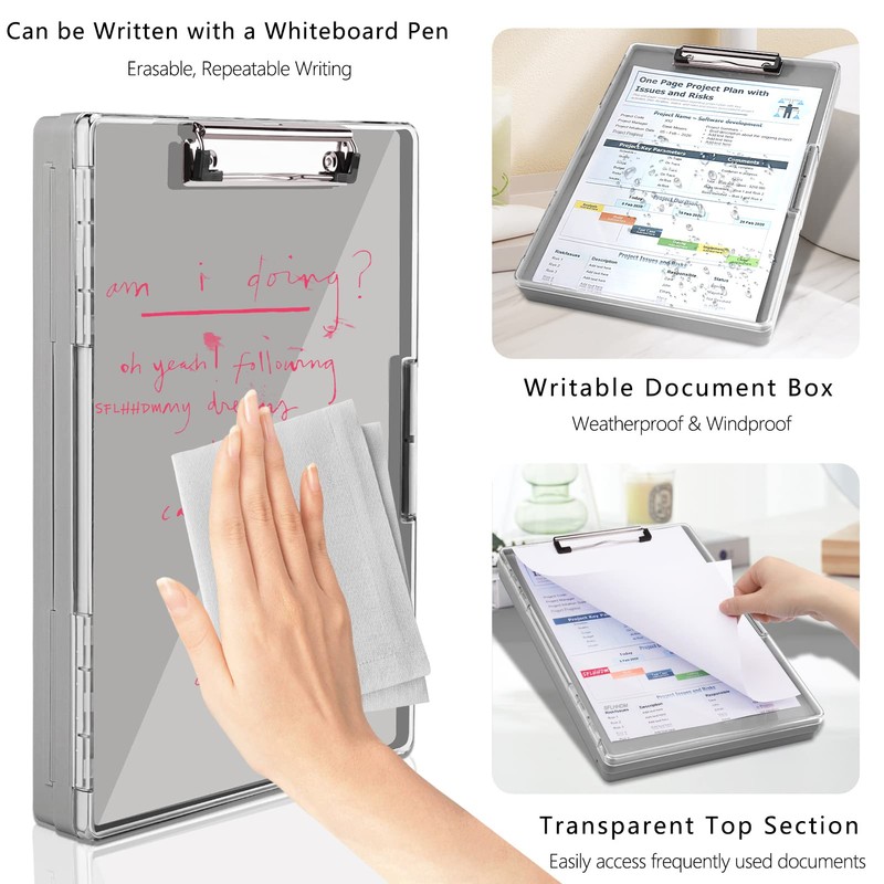 SFLHHDM Clipboard with Storage,Heavy Duty Clip Boards 8.5x11 with 2