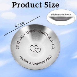 GGOJAGST 25th Anniversary Decorations Gifts for Couples Wife Husband 25 Year Wedding Anniversarys Silver Gifts for Her Him Happy Anniversary Decorations 4''Ring Holder Dish Jewelry Tray