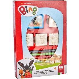 Multiprint Box 4 Stamps for Children, Bing, 100% Made in Italy, Custom Stamp Set Children, in Wood and Natural Rubber, Non-Toxic Washable Ink, Gift Idea, Item 27987