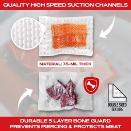 ForJars Vacuum Sealer Bags For Food Storage - Method Sous Vide Cooking - Pack of 200 count Pre-Cut Size Bags, Perfect for Food Storage - Ideal for Home & Commercial Use, 7.5 Mil Thickness(8x12/200pcs)