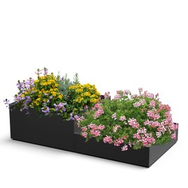 FONTOI Raised Garden Beds Outdoor, 2 Styles 8x4x2ft Divisible Elevated Planter Boxes Outdoor for Planting Plants Vegetables Flowers Herb, Planter Raised Beds for Gardening with Easy Assembly, Square