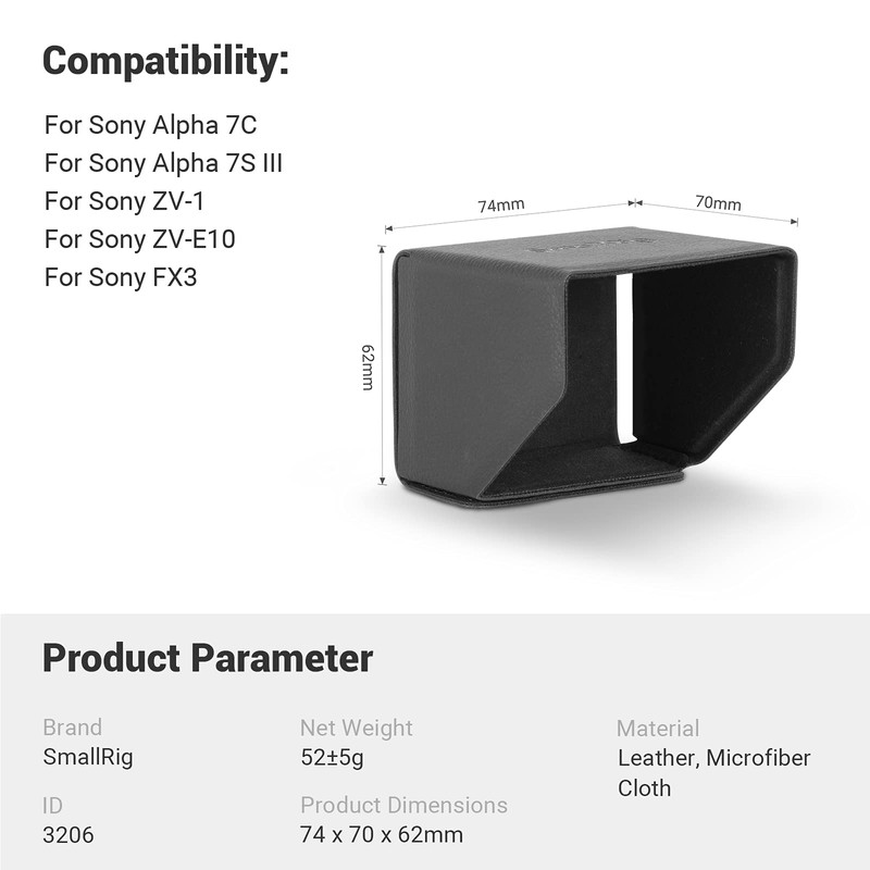 SmallRig Screen Hood Sun Hood Sunshade for Sony Alpha 7