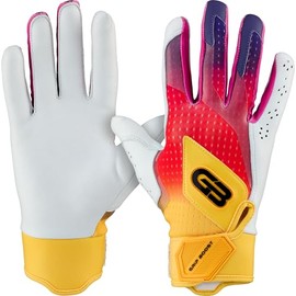 Grip Boost Loaded Baseball Batting Gloves with Boost Plus Leather - Adult and Youth Sizes (Sunset, Youth Large)