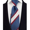 Men's Claret Red Blue Silver Woven Modern Striped Business Formal