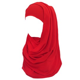 Lina & Lily Bubble Crepe Chiffon Women's Muslim Hijab Head Scarf Turban Fabric Lightweight Opaque, red