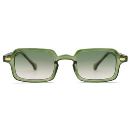 VANLINKER Retro Rectangle Sunglasses for Women Men Trendy Small Square Vintage Shades VL9749 Green/Green Tinted Lens