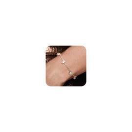 ASH'S CHOICE Sterling Silver Bracelet for Women, Adjustable 925 Sterling Silver Heart Bracelets with Zirconia Shiny Bling Diamond Stone Beaded Chain Elegant Simple Heart Bracelets for Women Lady Mom