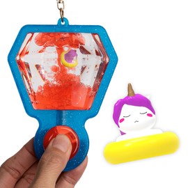 Goonameez Hand-Held Sensory Fidget Toy with Floating Characters Mesmerizing Water Mix, Collect All 6 Unique Shapes for Squishy Fun, Perfect Travel Toy! (Yogacorn)