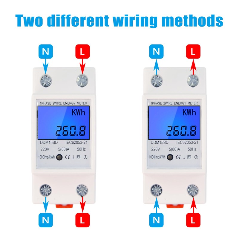 Flylin Single Phase Energy Meter 5-80A DDM15SC LCD Digital Display,