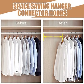Clothes Hanger Connector Hooks, 50pcs Extra Large Size Space Saving Hanger Connector Hooks for Plastic Hangers Hooks, Closet Cascading Clothes Hangers for Heavy Duty Space Saving (Extra Large)