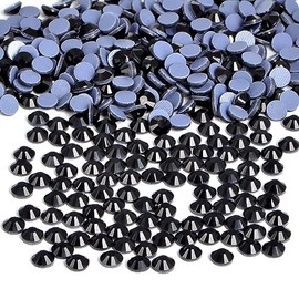 Bymitel Hotfix Rhinestones Crystal Glass Bulk FlatBack Round for DIY Clothes Shirts Shoes Glitter Decoration (Black, 7mm SS34/144pcs)