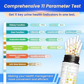 Urine Test Strips x 100-11 Parameter UTI Test Strips for Infection - Urinalysis Urine Test Strips Home Health Monitoring - Urinalysis Testing Kits for Women & Men