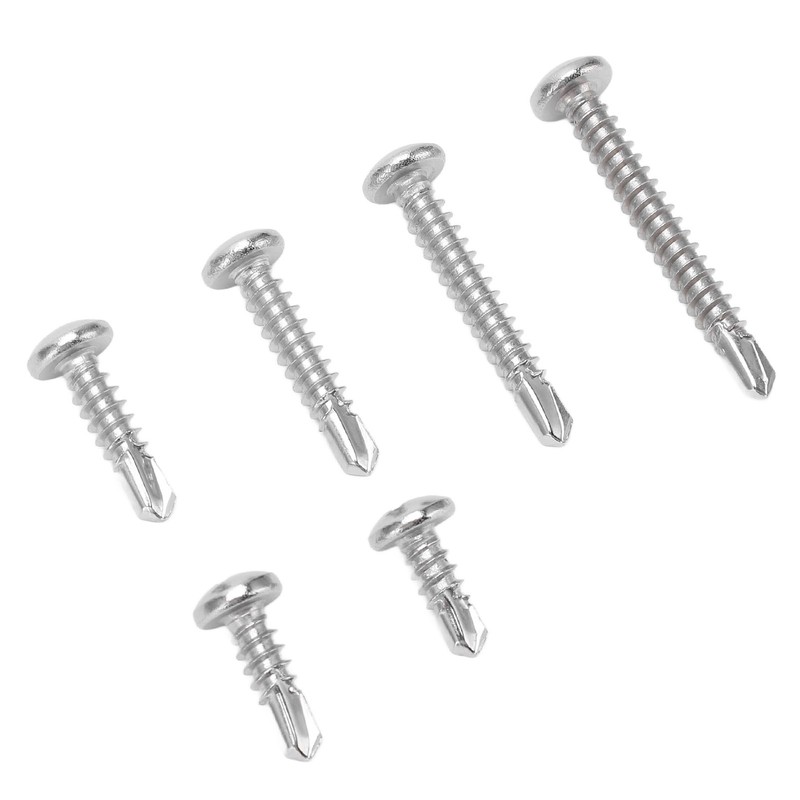 200PCS Round Head Cross Screws 304 Stainless Steel Self Drilling
