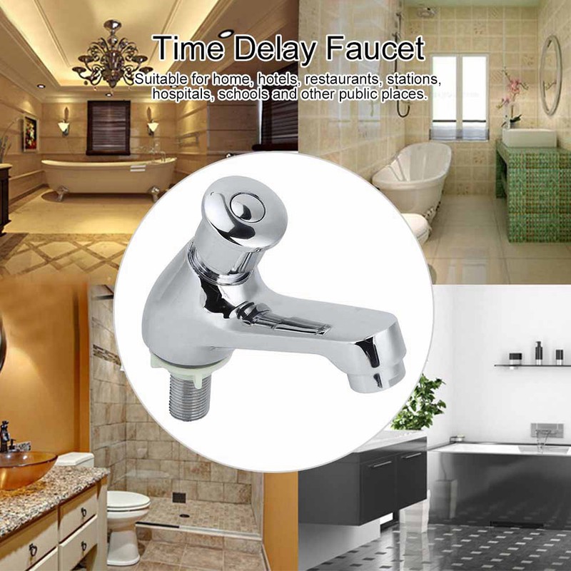 G1/2 Copper Time Delay Faucet Basin Sink Water Tap for