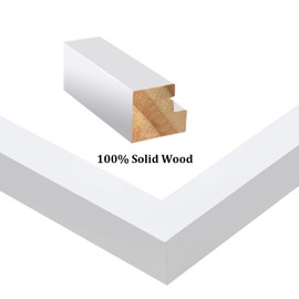 Egofine 18x24 Solid Wood Picture Frame, Made of Solid Wood Covered by Plexiglass 16x20 with Mat 18x24 without Mat, Poster Frame for Wall Mounting Photo Frame Vertically or Horizontally, White