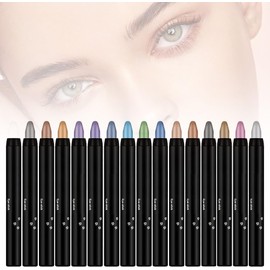 16 Colores Resaltador Sombra de Lápiz Impermeable Brillante Sombra de Ojos Delineador,Brillante a Prueba de Agua para Mujeres, Duradero y Resaltador (#16 Colores)