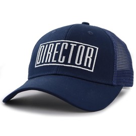 Fxbwhtey Director Trucker Hats for Men Women, Embroidered Adjustable Cotton Mesh Snapback Baseball Cap, Navy, One Size