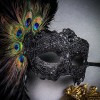 ILOVEMASKS Black Side Feather Couple's Masquerade Venetian Roman Venice Party