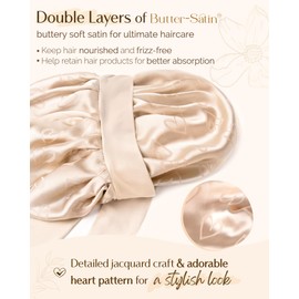 YANIBEST Double Layer Silk Satin Bonnet for Sleeping Women Printed Pattern Satin Bonnet with Tie Band for Women Curly Natural Hair