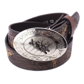 Nocona Boy's Bull Rider Cowboy Design Belt, Brown, 26