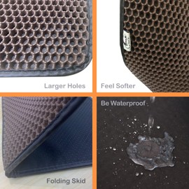 KattyPet Cat Litter Mat Trapping, No-Toxic & Super Size, Urine & Waterproof, Honeycomb Double Layer Anti Tracking Kitty Mats,Washable Easy Clean (white, 23.6 in X 15.5 in) (White)