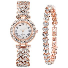 BESTKANG Women Diamond Watchs Luxury Fashion Ladies Bangle Bracelet Set Wrist Watch Female Dress Watch (Silver) (Rose Gold)