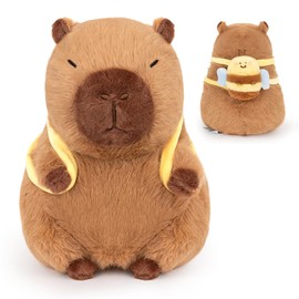 Kayuneed Cute Capybara Cuddly Toy with Abeilles - 23 cm Capybara Plush Toy, Capybara Plush Cushion Toy, Capybara Plushie Dolls, Birthday Gift for Boys Girls and Home Decoration
