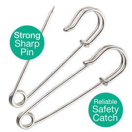 The Bead Shop Kilt Pins | Large Safety Pins 64mm (Pack of 10) Heavy Duty Rubber Cloth Pins