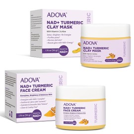 Paquete de 2 crema natural para la piel de cúrcuma y máscara de arcilla de cúrcuma Nad+, limpia la piel, reparación facial e hidratación, aclara las manchas oscuras, unifica el tono de la piel y