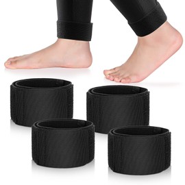 2 Pairs of Football Shin Pad Holders with Adjustable Closure for Wearing Over Socks Teenagers Children Adults Men (Black)
