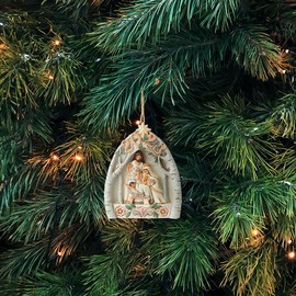 Enesco Jim Shore Heartwood Creek Four Seasons White Woodland Nativity Dated 2023 Hanging Ornament, 9.13 Inches, Stone Resin, Nativity, Christian