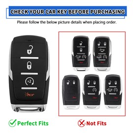TOMALL 2 Pack for Dodge Key Fob Cover with Keychain, 4 Buttons Silicone Rubber Key Case Compatible with Dodge Ram 1500 2500 3500 2019 2020 2021 2022 2023 2024 2025 Keyless Entry Remote Control