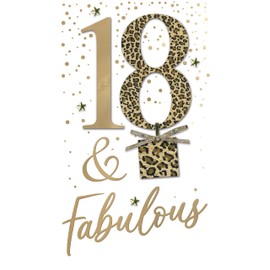 Female 18th Birthday Card Embellished Leopard Print Champagne Greeting Card