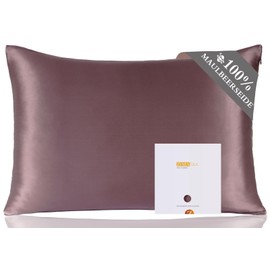 ZIMASILK 100% Silk Pillowcase for Hair and Skin, Double-Sided 19 Momme Pure Mulberry Silk Pillowcase with Zip, 1 Piece, 40 x 80 cm, Grey/Purple
