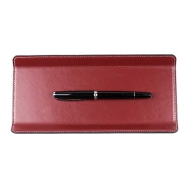 DELMON VARONE - Cambridge Top Grain Leather Red - Genuine Leather Pen Tray for Ballpoint Pen and Fountain Pen - Elegant Pen Tray with Heavy Metal Insert for Desk and Office