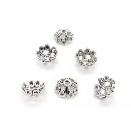 Unbranded Pewter Flower Bead End Caps for Jewelry Making Fits 10mm Bead, 10pcs