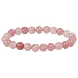 Eledoro Genuine Gemstone Beads, Chakra Bracelet, PowerBead, Stretch Bead Bracelet, 8 mm, 17 centimeters, Gemstone, Strawberry Quartz