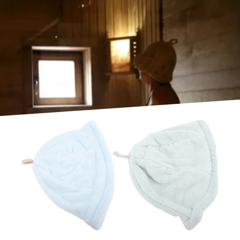 2pcs Sauna Cap Coral Fleece Highly Absorbent Elastic Men Women