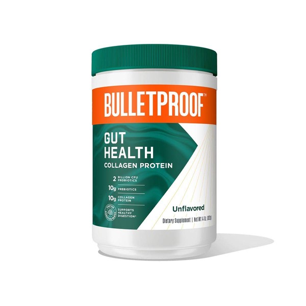 Bulletproof Unflavored Gut Health Collagen Protein, 14 Ounces, 10g Grass-Fed Collagen Peptides for Gut, Skin, Bone and Joint Support