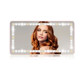 WODHMIEY Espejo Luz LED Carro Maquillaje, Espejo Luz Auto Portátil con 3 Modos de Luz, Espejo Luz Coche Interiores USB Plug & Play, Espejo para Maquillaje Universal para Visera de Carros (rosa)
