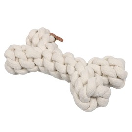 D&D Home, Dog Toy with Teething Rope Toy S - 19 cm Beige Toy, 100% Cotton, Helps Healthy Teeth and Gums, Ideal for Pulling, Bone Shape Play Rope