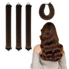 Coriver Hitzelose Lockenwickler, 4 Stück Satin, hitzefrei, keine Hitze über Nacht, hitzefreie Locken, flexible Stäbe zum Schlafen, DIY-Haarstyling, hitzelose Lockenwickler für kurzes, langes