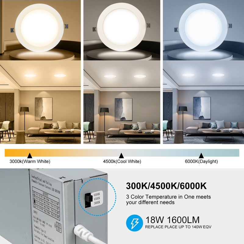Elaruslux 2 Pack 7 Inch 3CCT Ultra-Thin LED Recessed Light