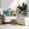 LANBEIDE Teal Gold Ginkgo Cushion Cover, Set of 4 Ginkgo